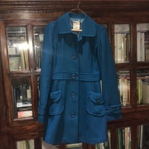 Wool teal pea coat